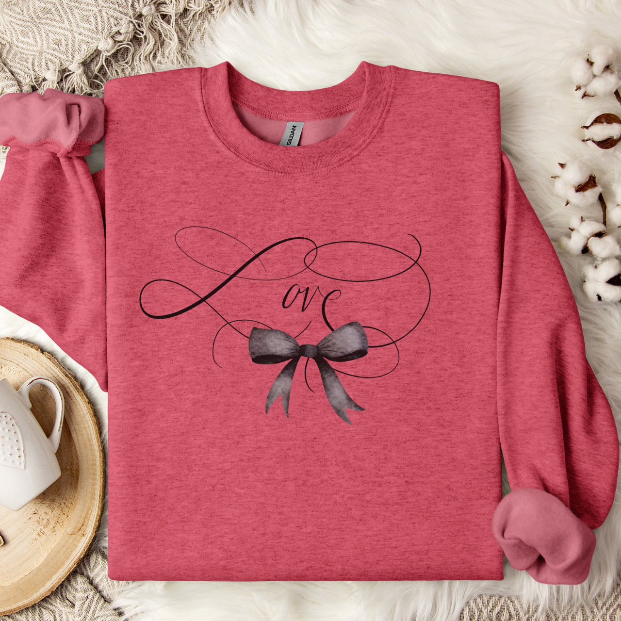 Coquette Valentine's Day Heart Bow Sweatshirt, Retro Valentine Shirt, Valentines day Bow Shirt, Coquette Bow T Shirt, Bow Valentine Gifts