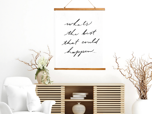 Motivational Quote Trendy Wall Art Print | Positive Quote Poster | Whats The Best That Could Happen Typography | Large Living Room Wall Art
