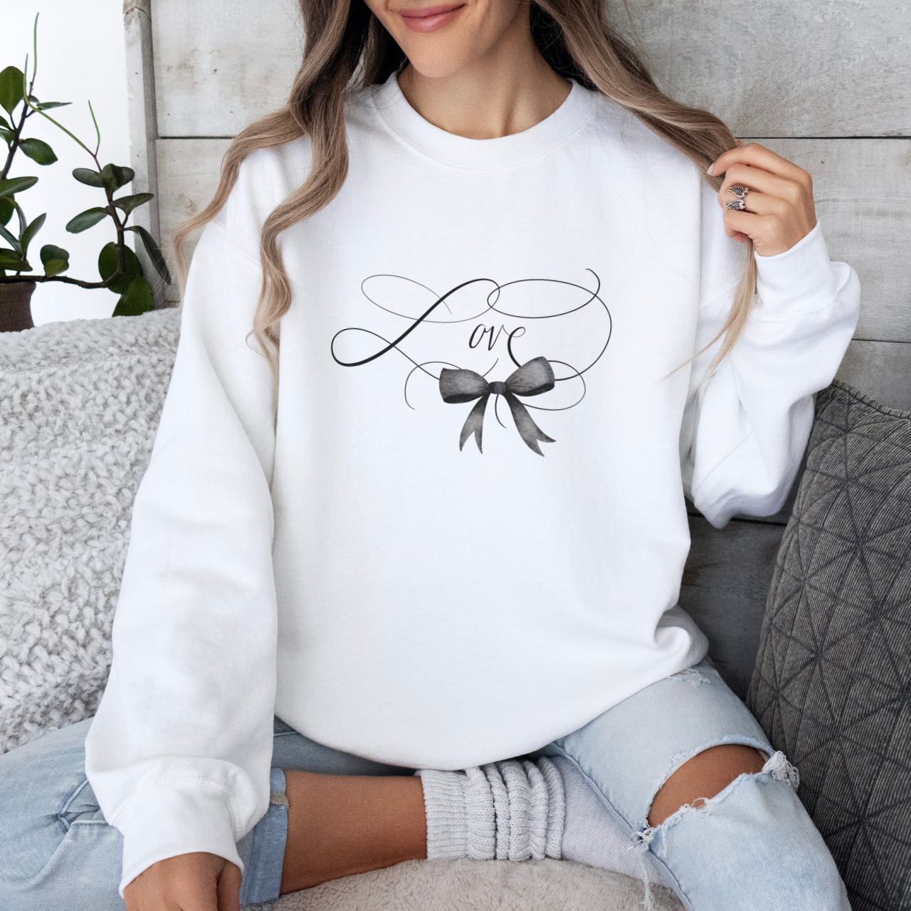 Coquette Valentine's Day Heart Bow Sweatshirt, Retro Valentine Shirt, Valentines day Bow Shirt, Coquette Bow T Shirt, Bow Valentine Gifts