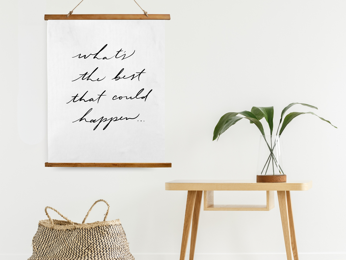 Motivational Quote Trendy Wall Art Print | Positive Quote Poster | Whats The Best That Could Happen Typography | Large Living Room Wall Art