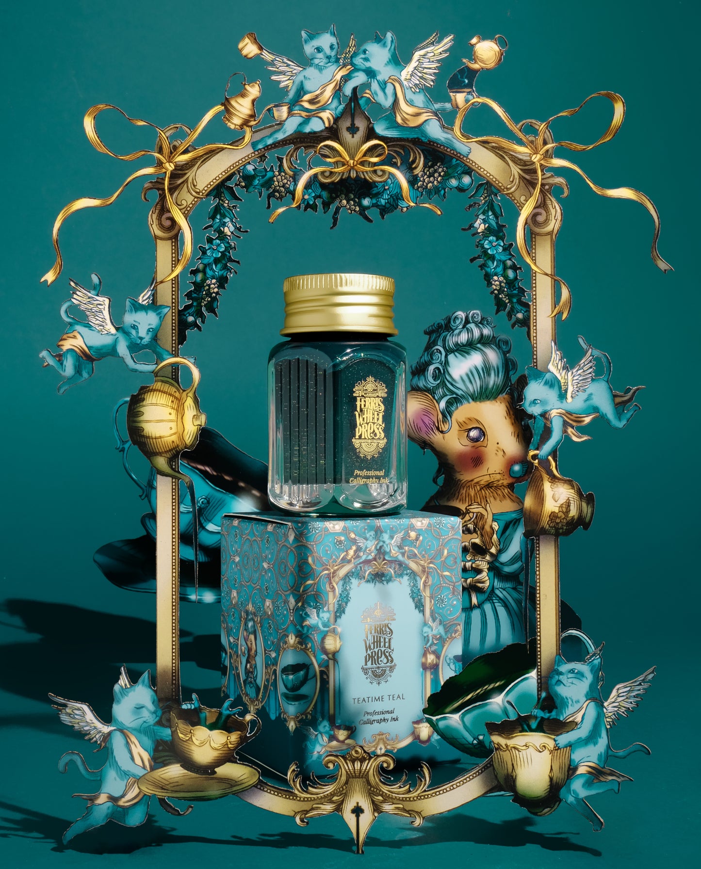 Teatime Teal | Ferris Wheel Press Fanciful Events Calligraphy Ink