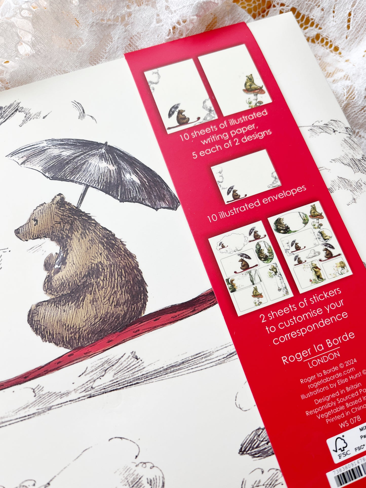 Roger La Borde Flying Antique Bear Letter Writing Set
