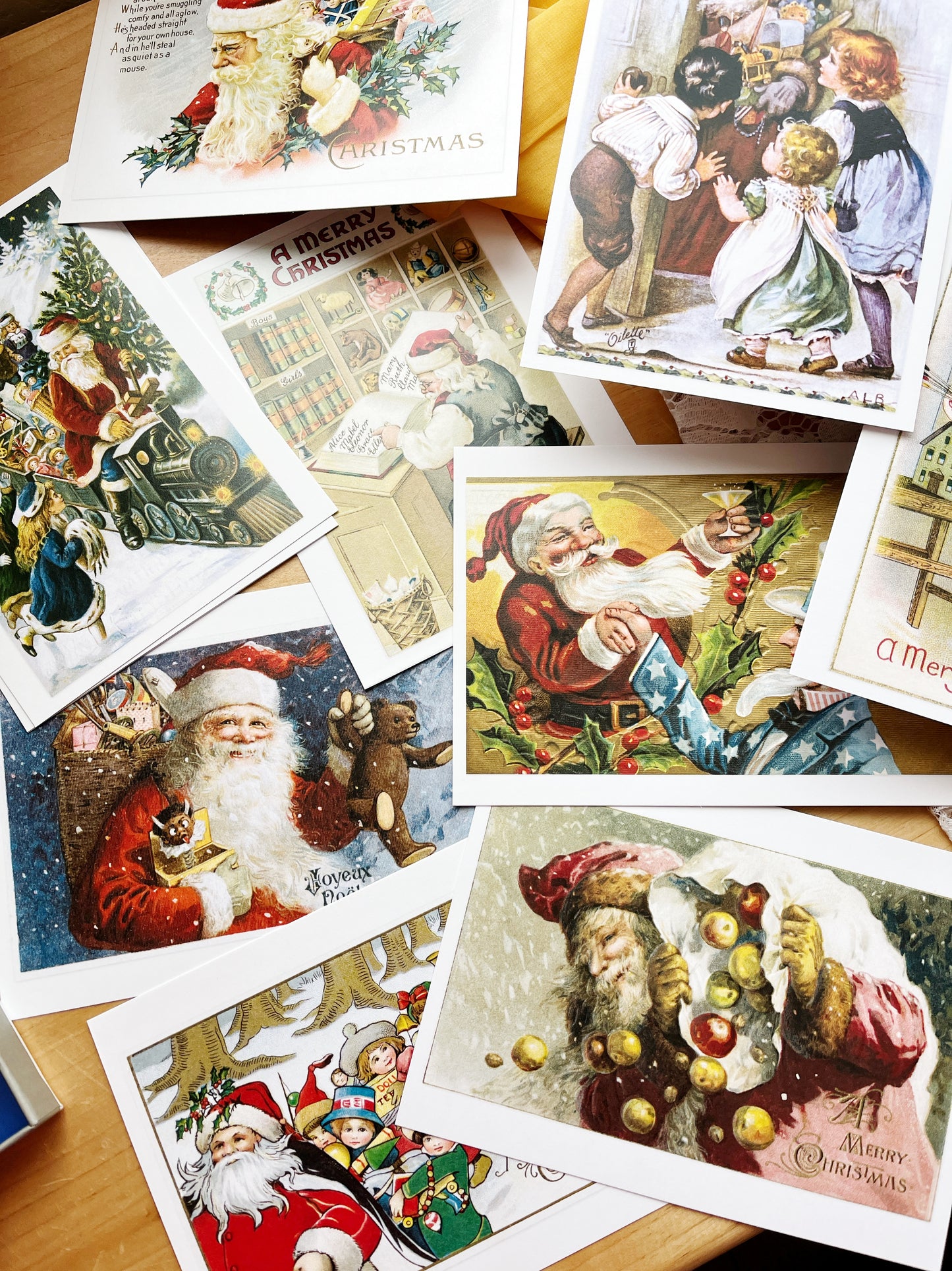 Vintage curated Santa Post Card Boxed Set of 36