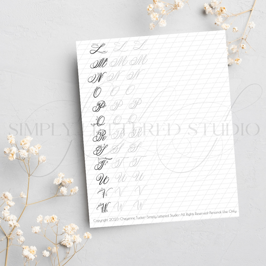 Copperplate Inspired Majuscule Exemplar Practice Sheets