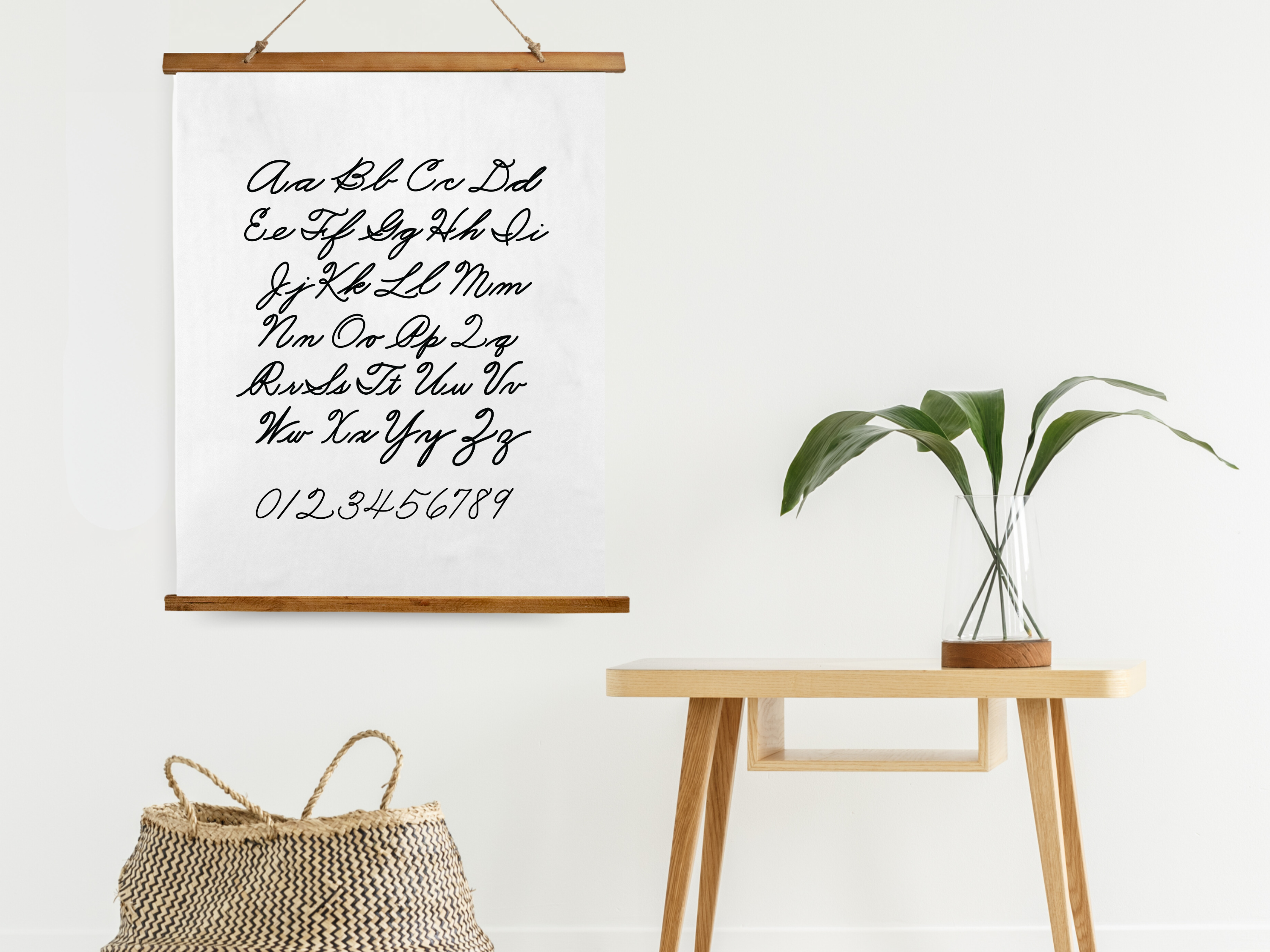 Cursive Alphabet Chart Wall Hanging, Handwriting Poster for Kids, Homeschool Wall Art, Neutral Classroom Decor, Vintage School Chart
