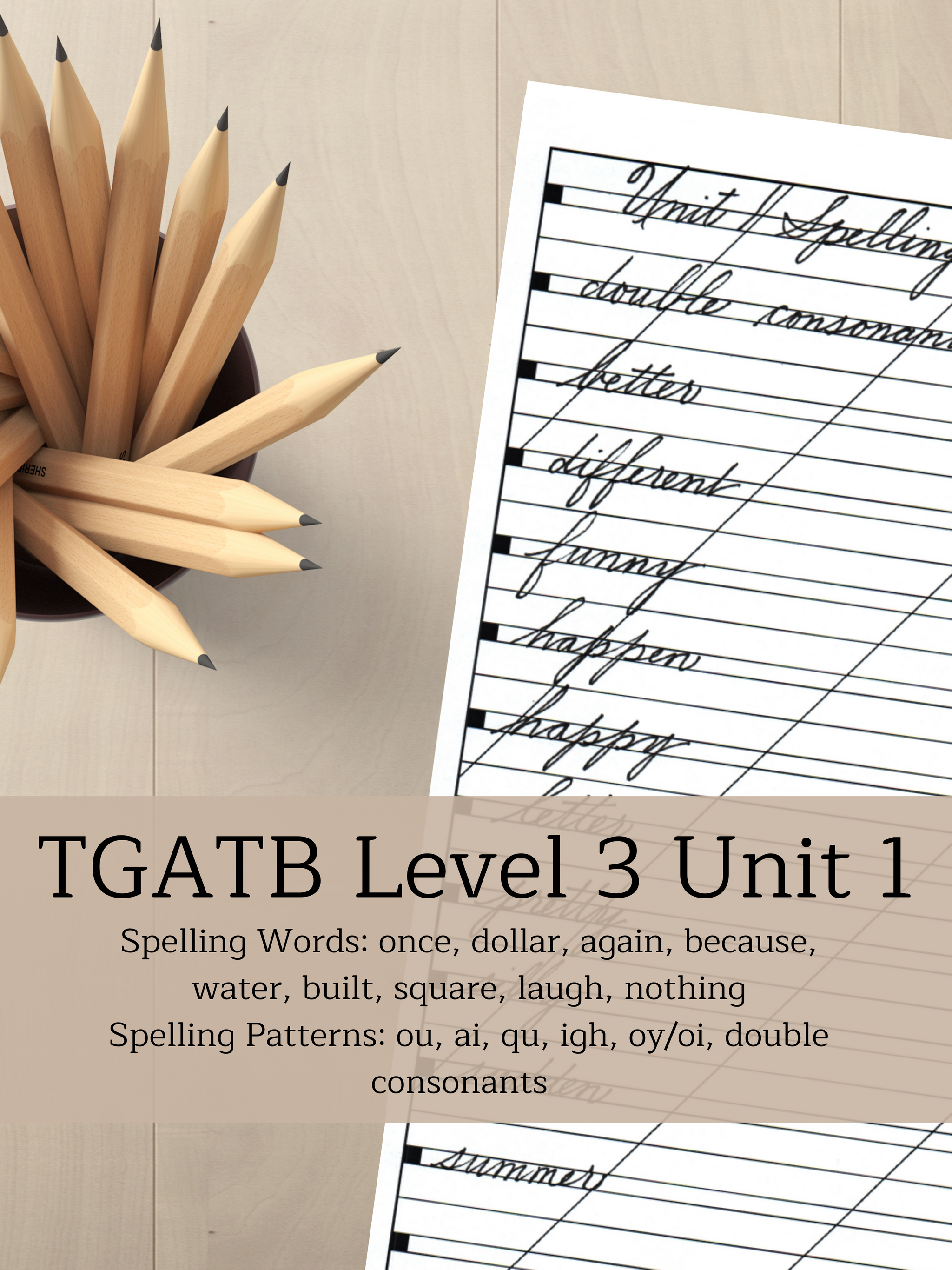 TGATB Level 3 Unit 1 | Traditional Cursive Practice Page
