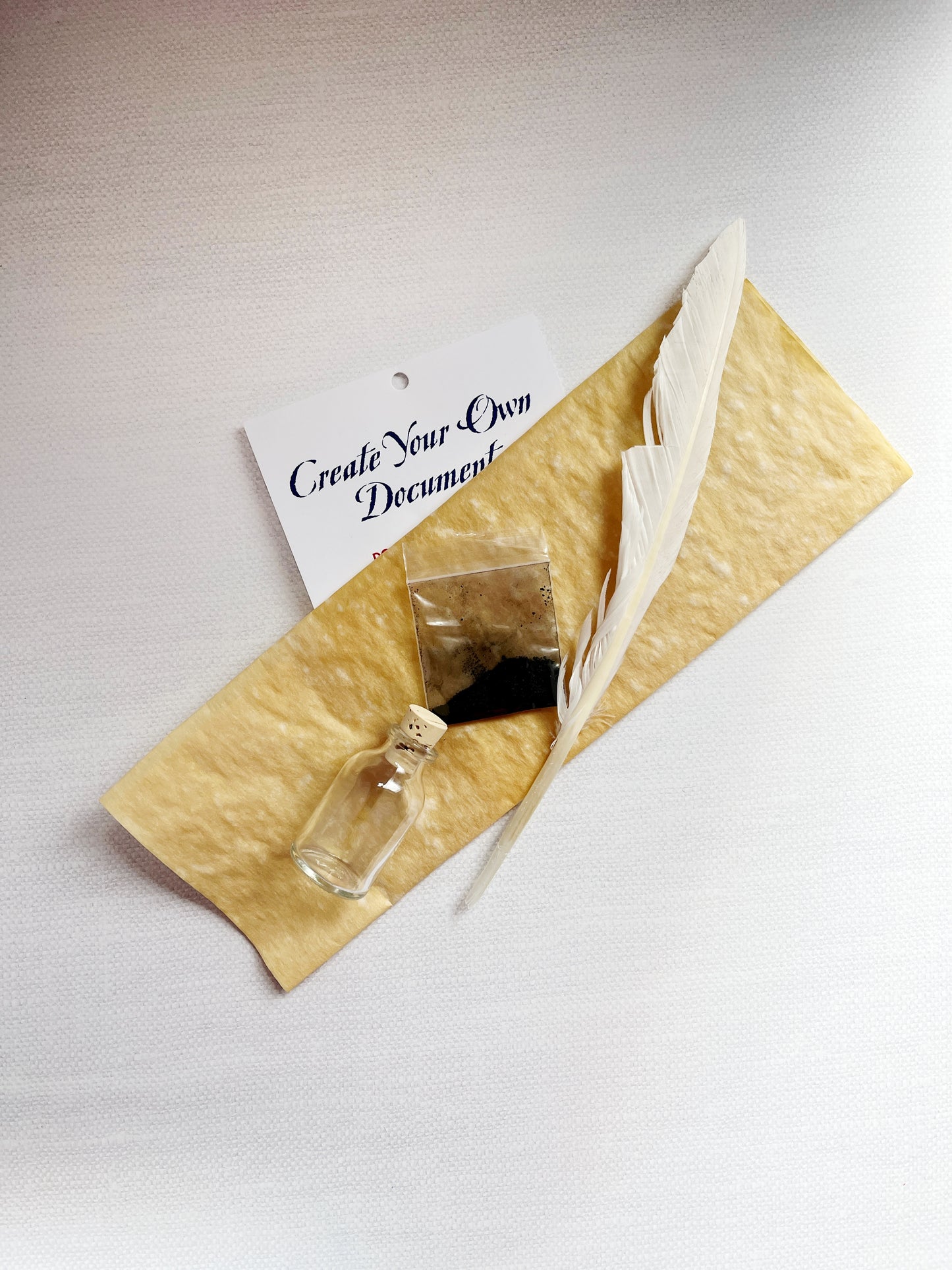 Vintage Parchment and Feather Pen Writing Set