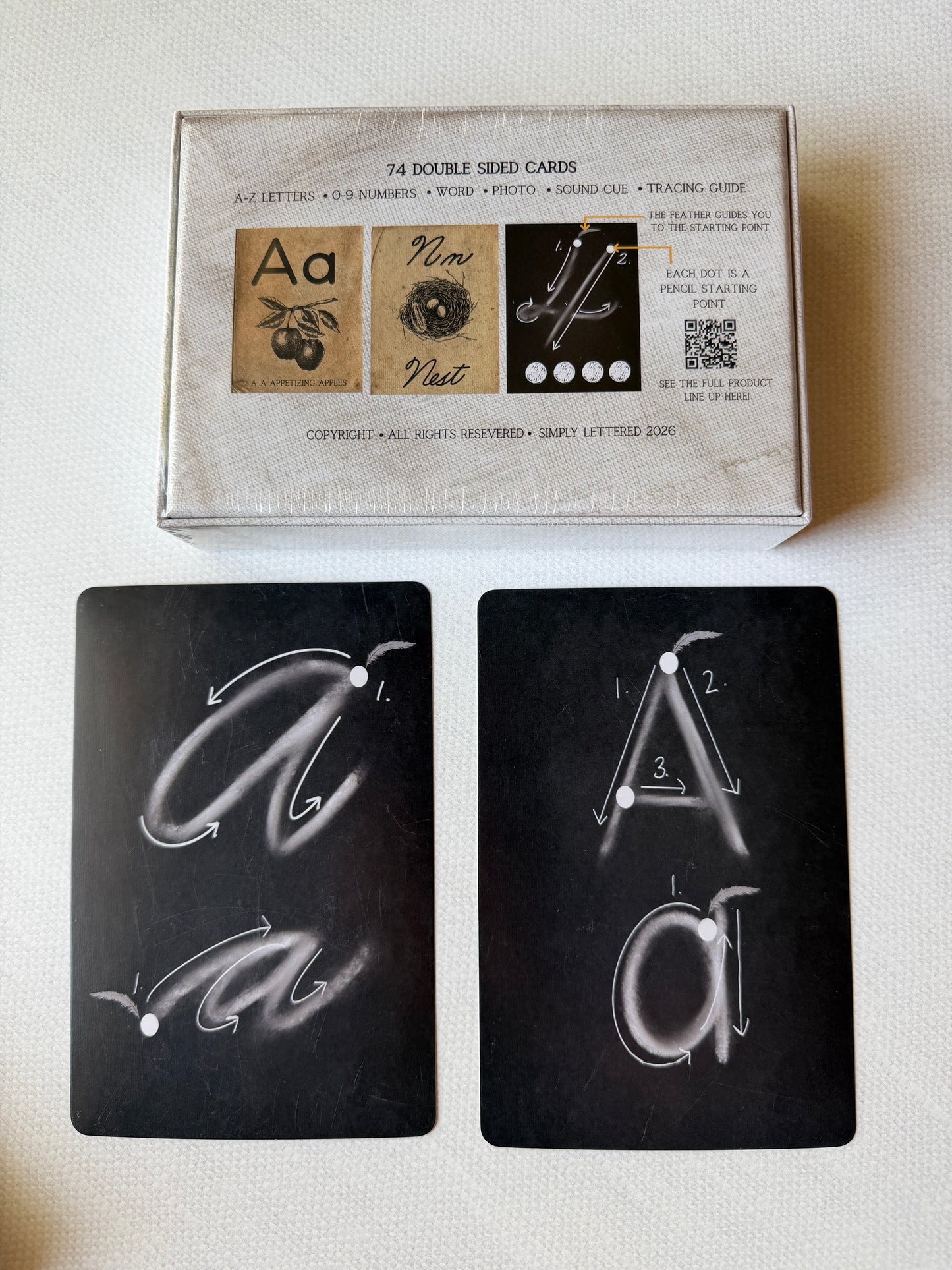 Print and Cursive Flash Cards | Vintage Themed Alphabet and Number Handwriting Cards