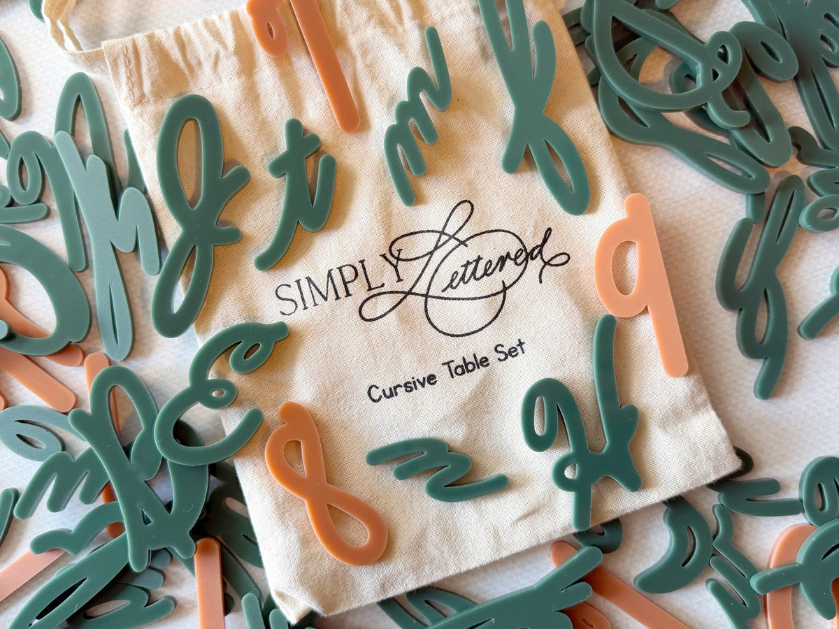 Cursive Table Set | Tactile Letters and Numbers