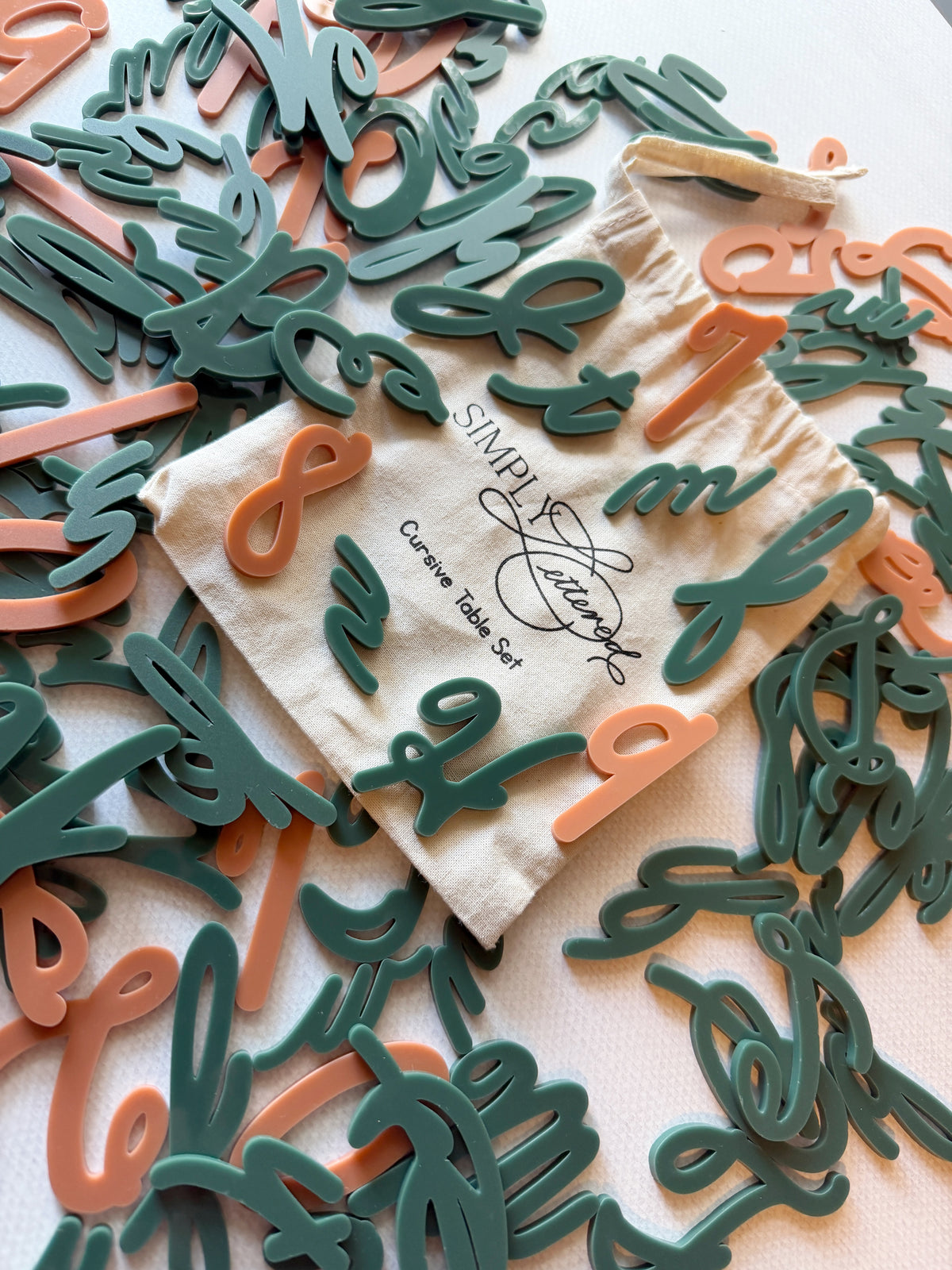 Cursive Table Set | Tactile Letters and Numbers